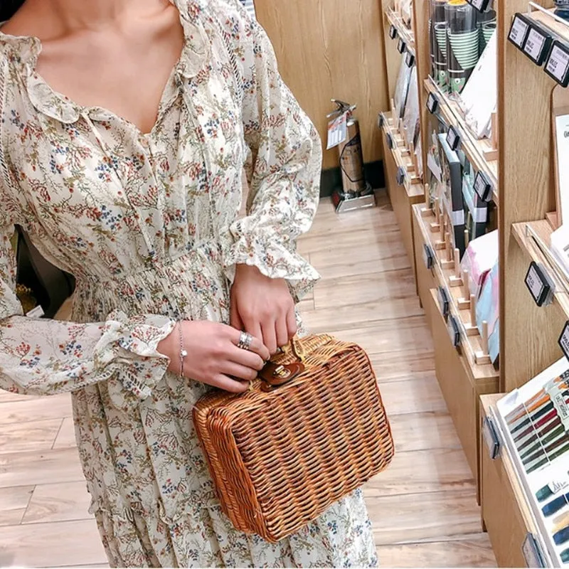 Vintage Handmade Wicker Picnic Basket - Image 5