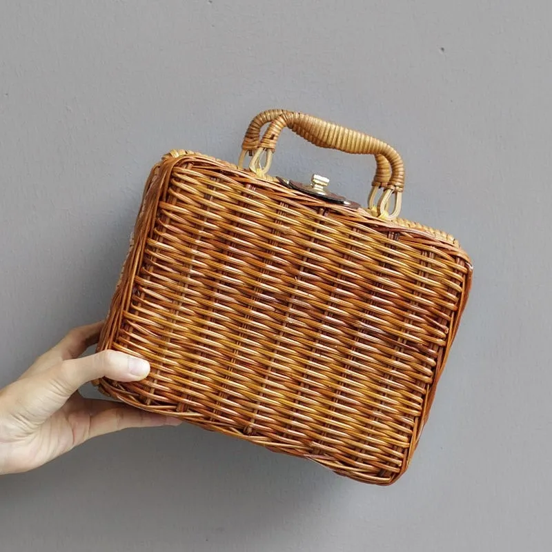 Vintage Handmade Wicker Picnic Basket - Image 7