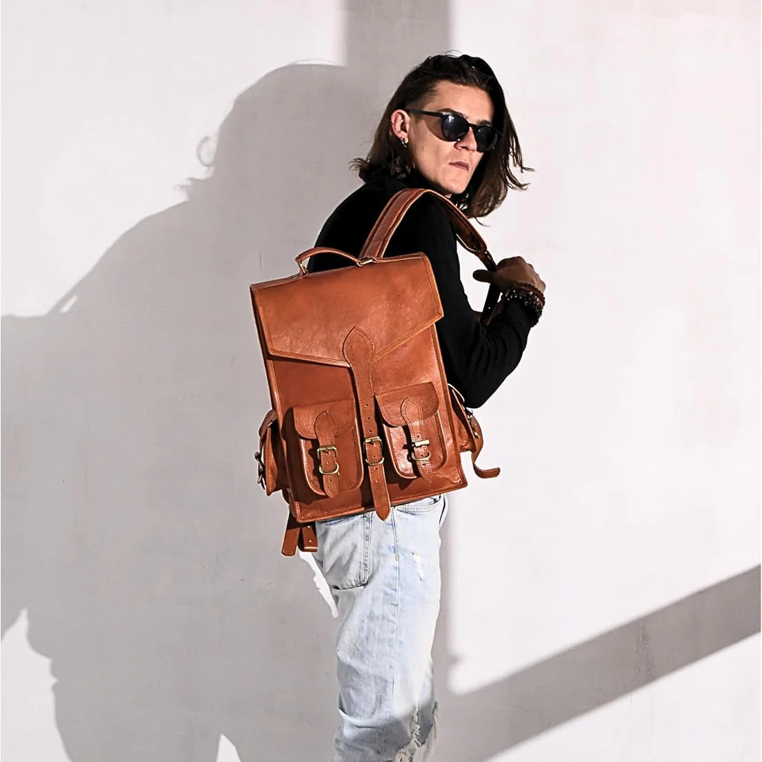 Vintage Leather Backpack Rucksack - Image 2