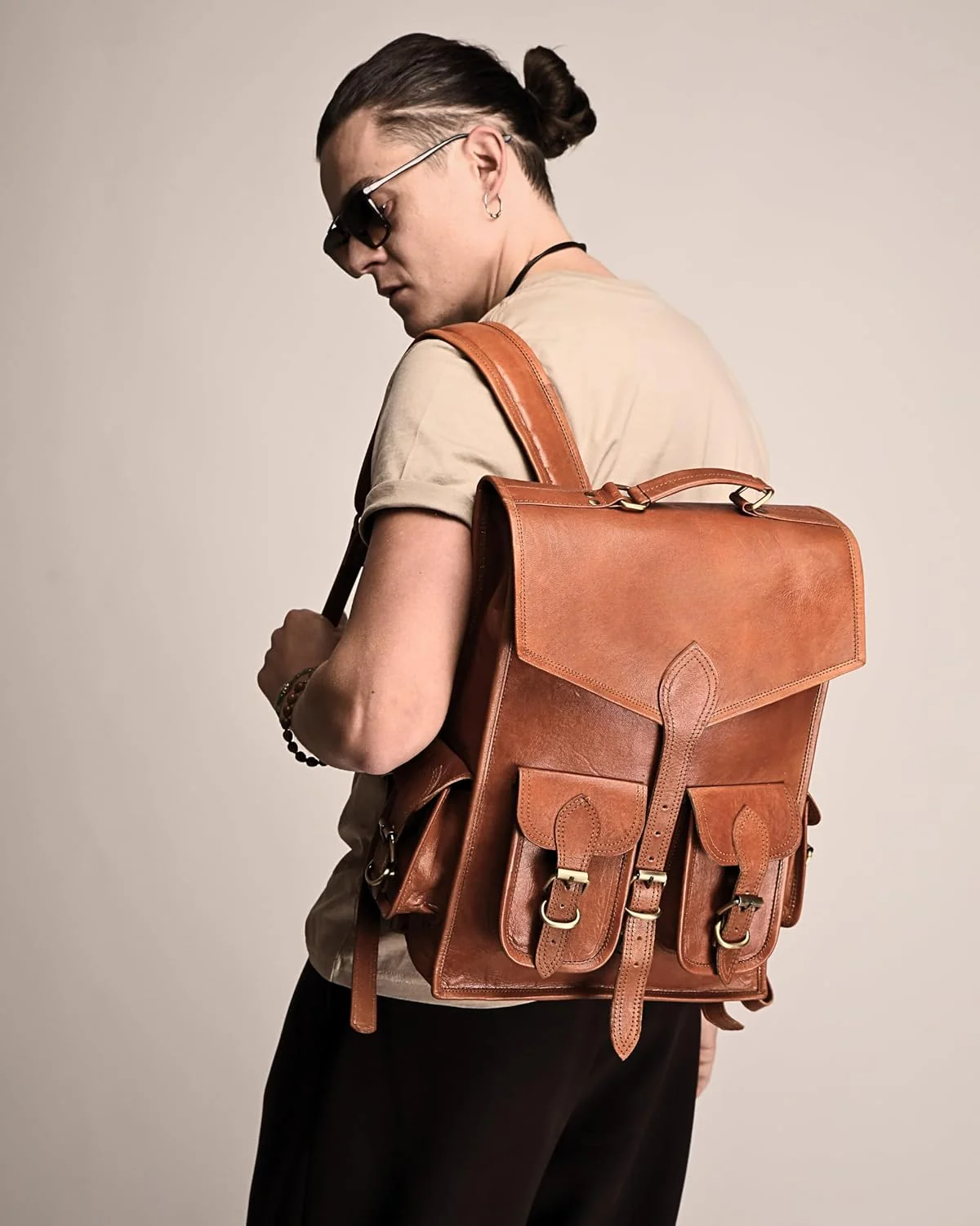 Vintage Leather Backpack Rucksack - Image 4