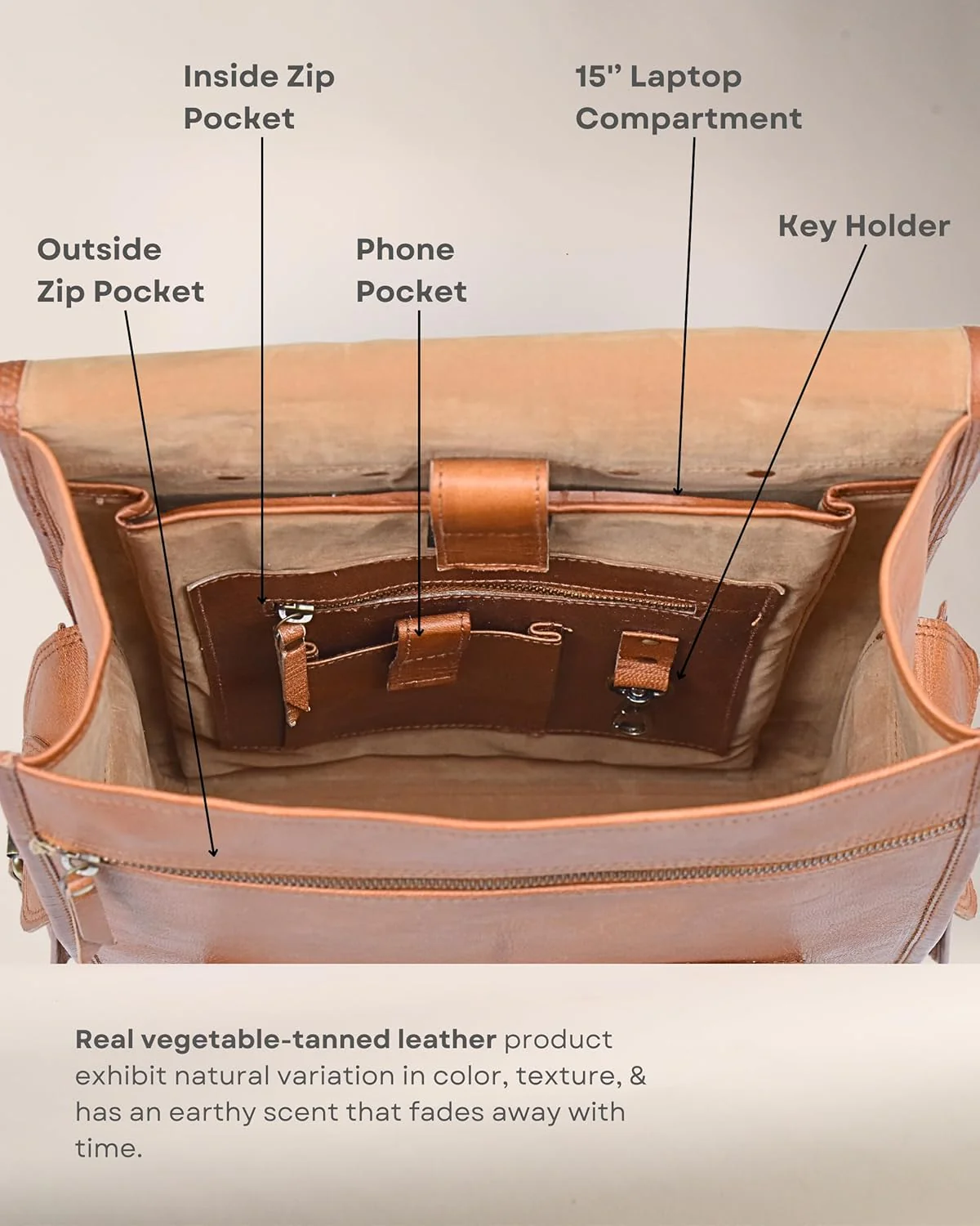 Vintage Leather Backpack Rucksack - Image 7