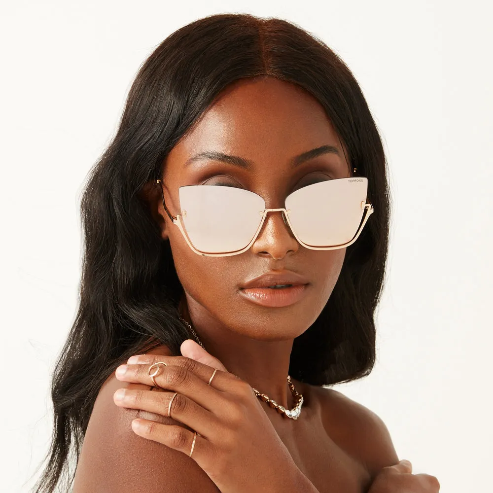Vixen - Rosegold Frame Rosegold Lens Metal Cateye Sunglasses - Image 2