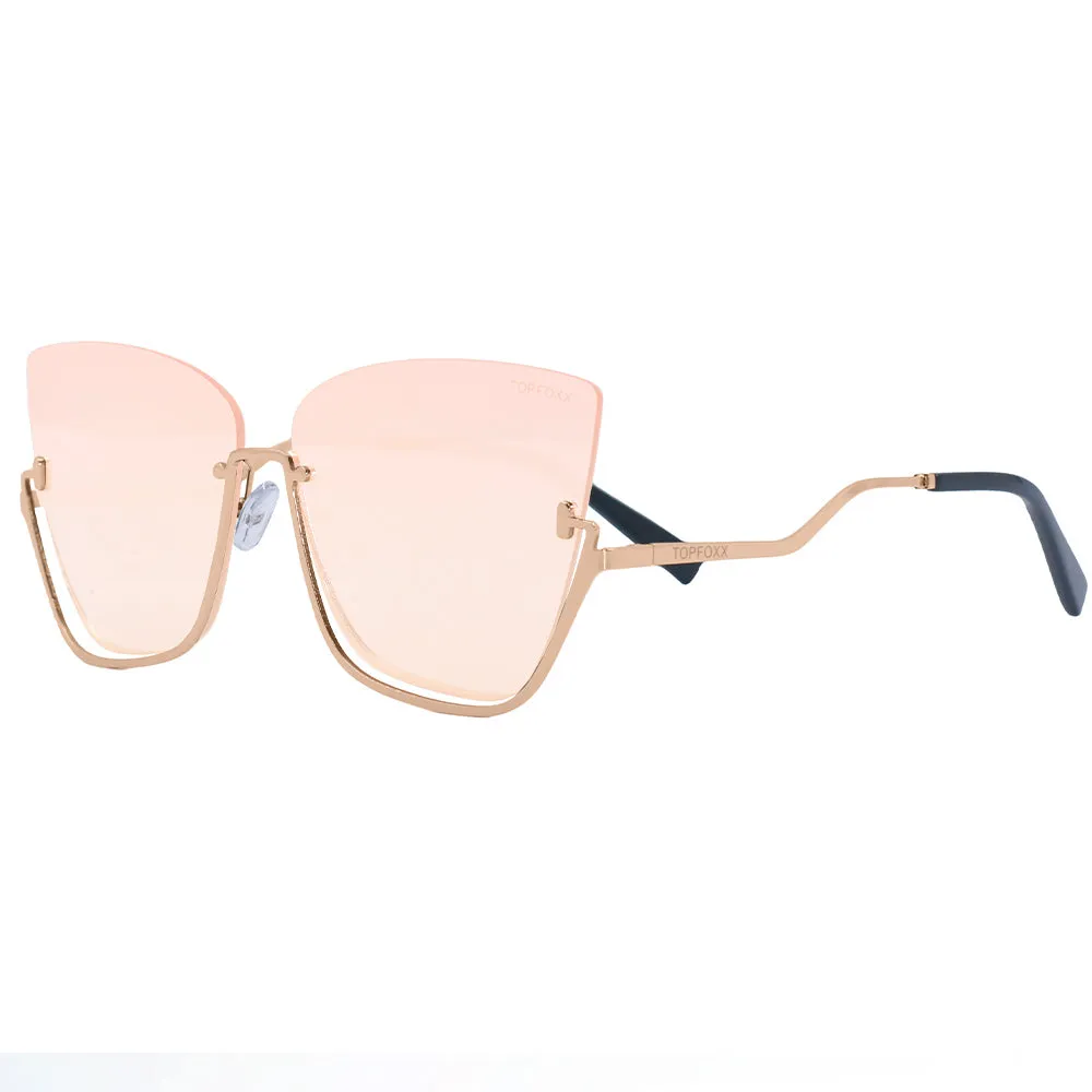 Vixen - Rosegold Frame Rosegold Lens Metal Cateye Sunglasses - Image 3