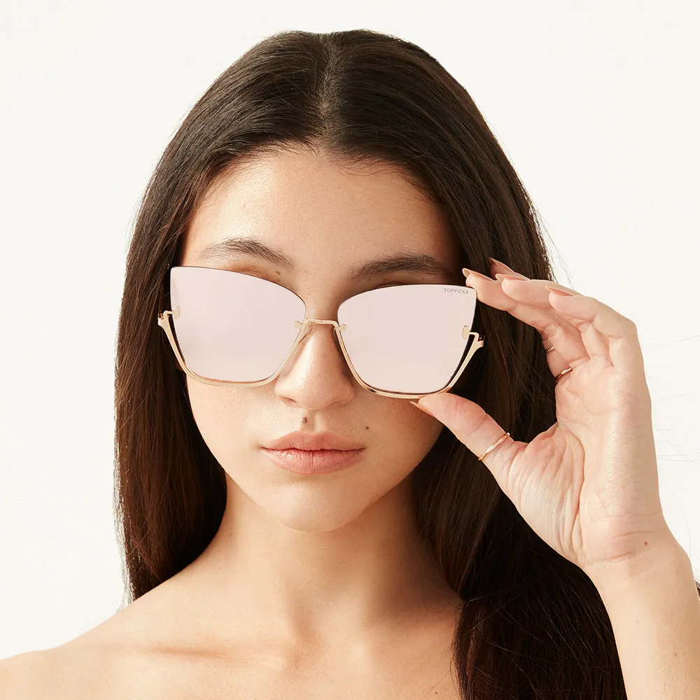 Vixen - Rosegold Frame Rosegold Lens Metal Cateye Sunglasses - Image 4