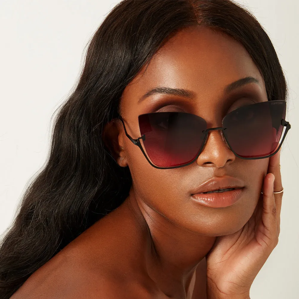 Vixen - Ruby Rimless Metal Cateye Sunglasses - Image 2