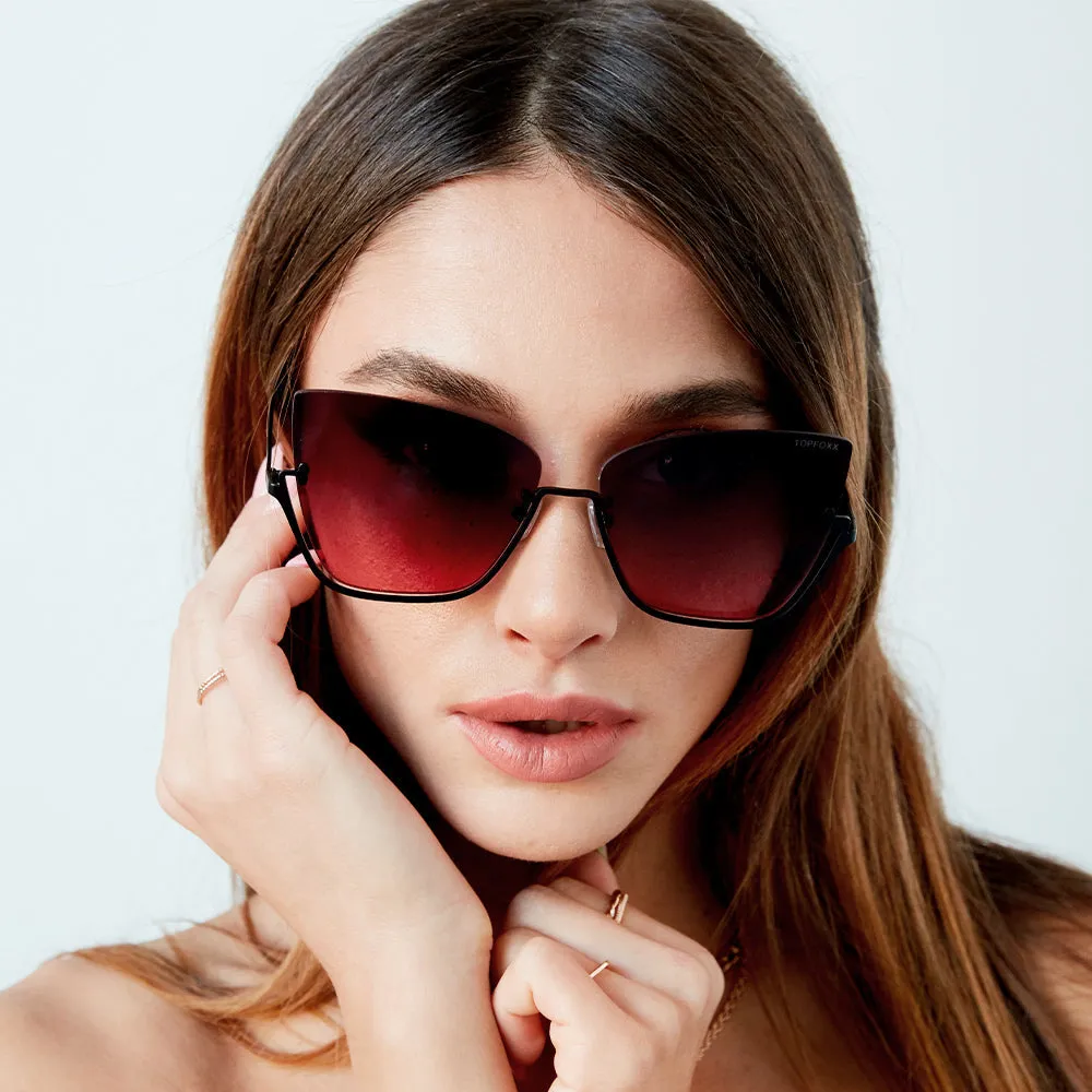 Vixen - Ruby Rimless Metal Cateye Sunglasses - Image 3