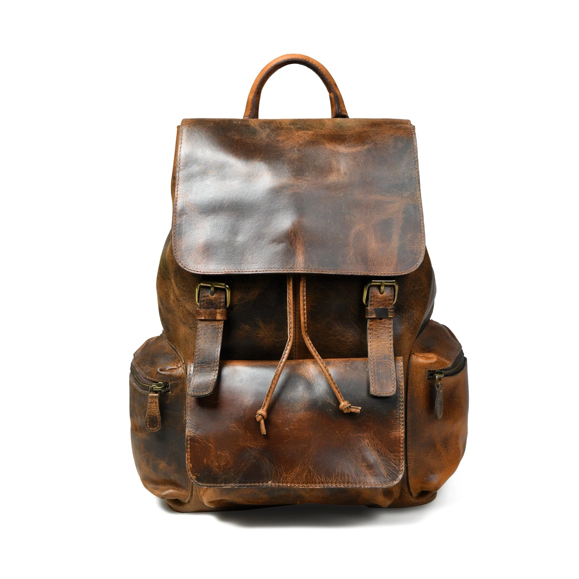 Vortex Leather Backpack: Burnt Brown - Image 2
