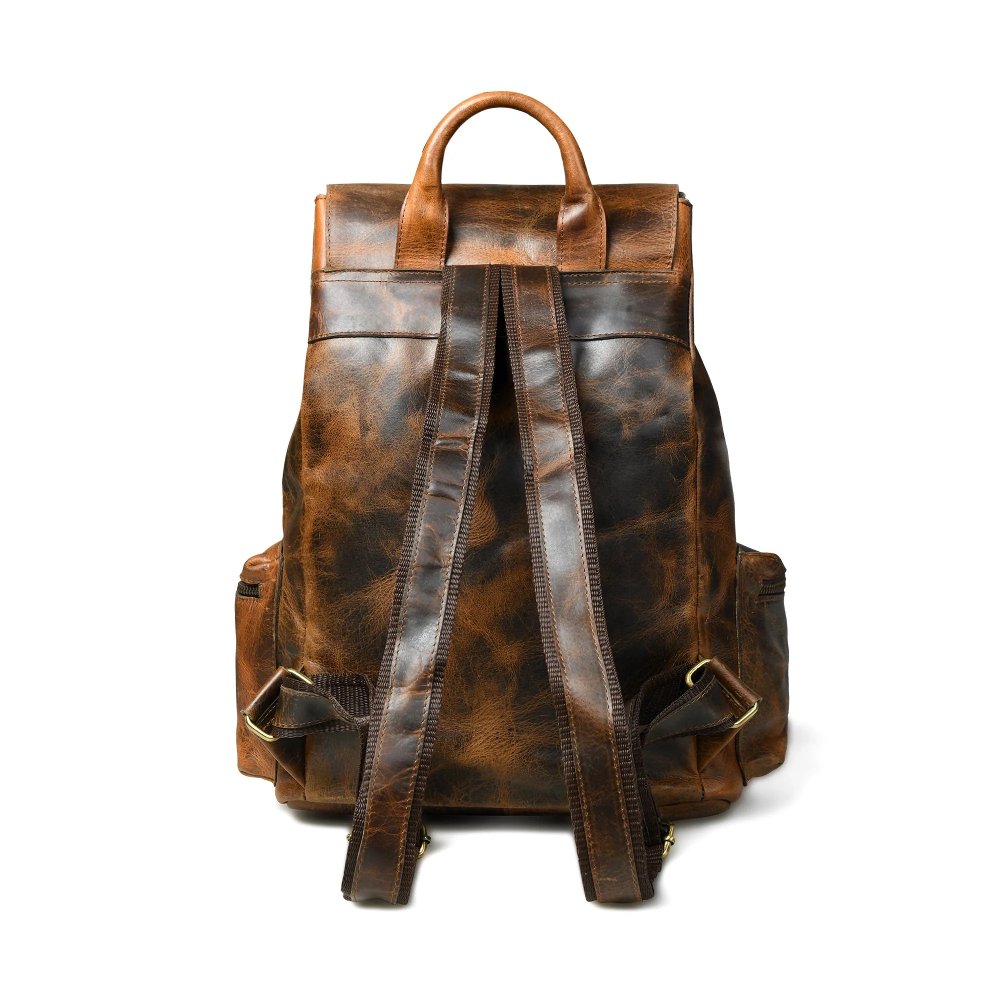 Vortex Leather Backpack: Burnt Brown - Image 3