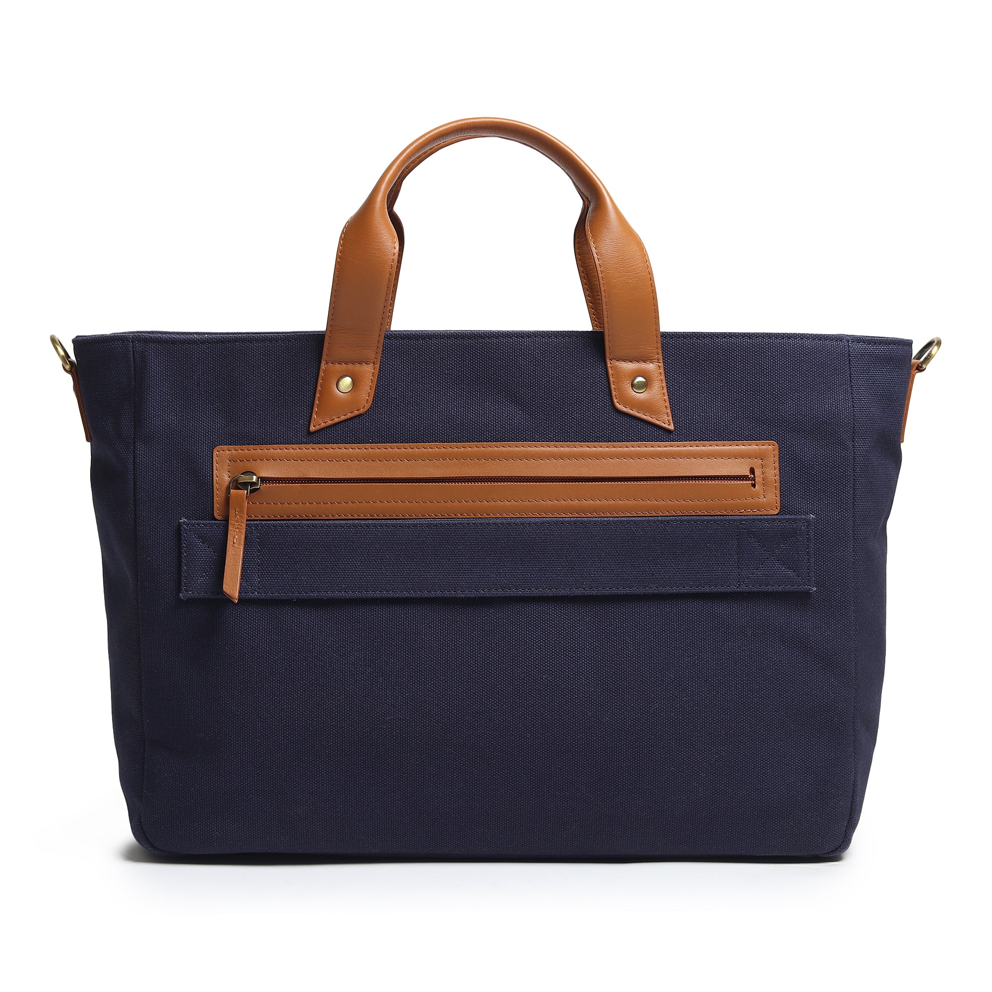 Voyager Canvas Leather Briefcase, Dark Blue - Image 6