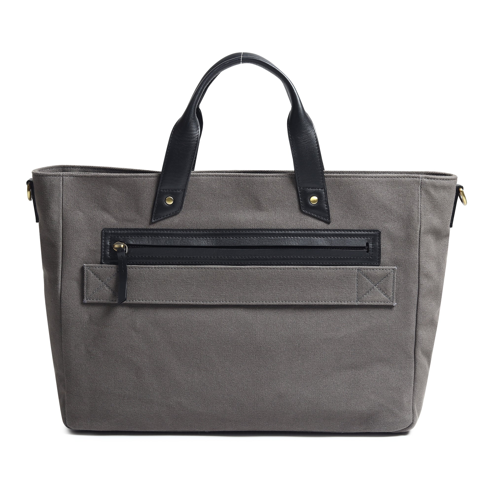 Voyager Canvas Leather Briefcase, Gray - Image 6