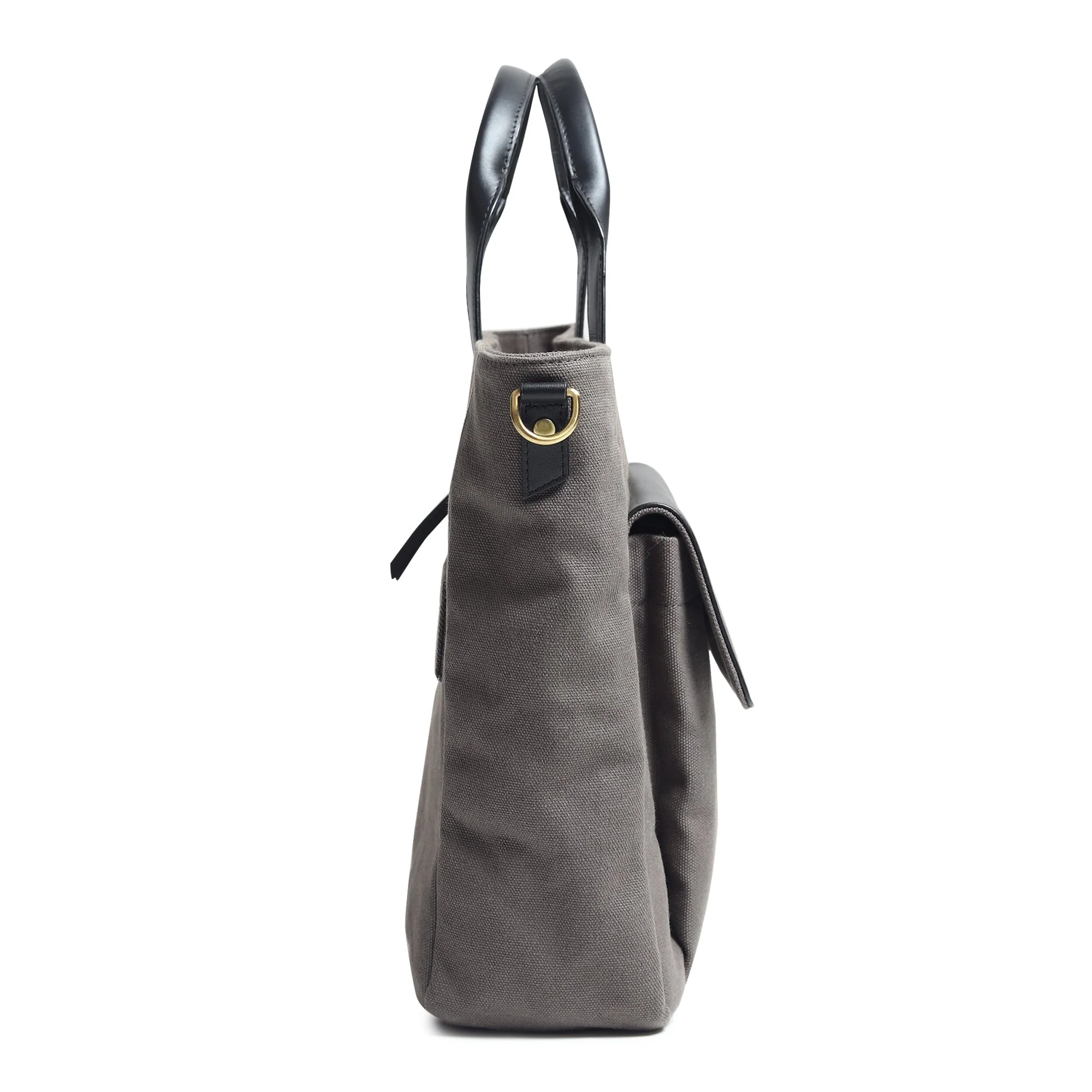 Voyager Canvas Leather Briefcase, Gray - Image 7