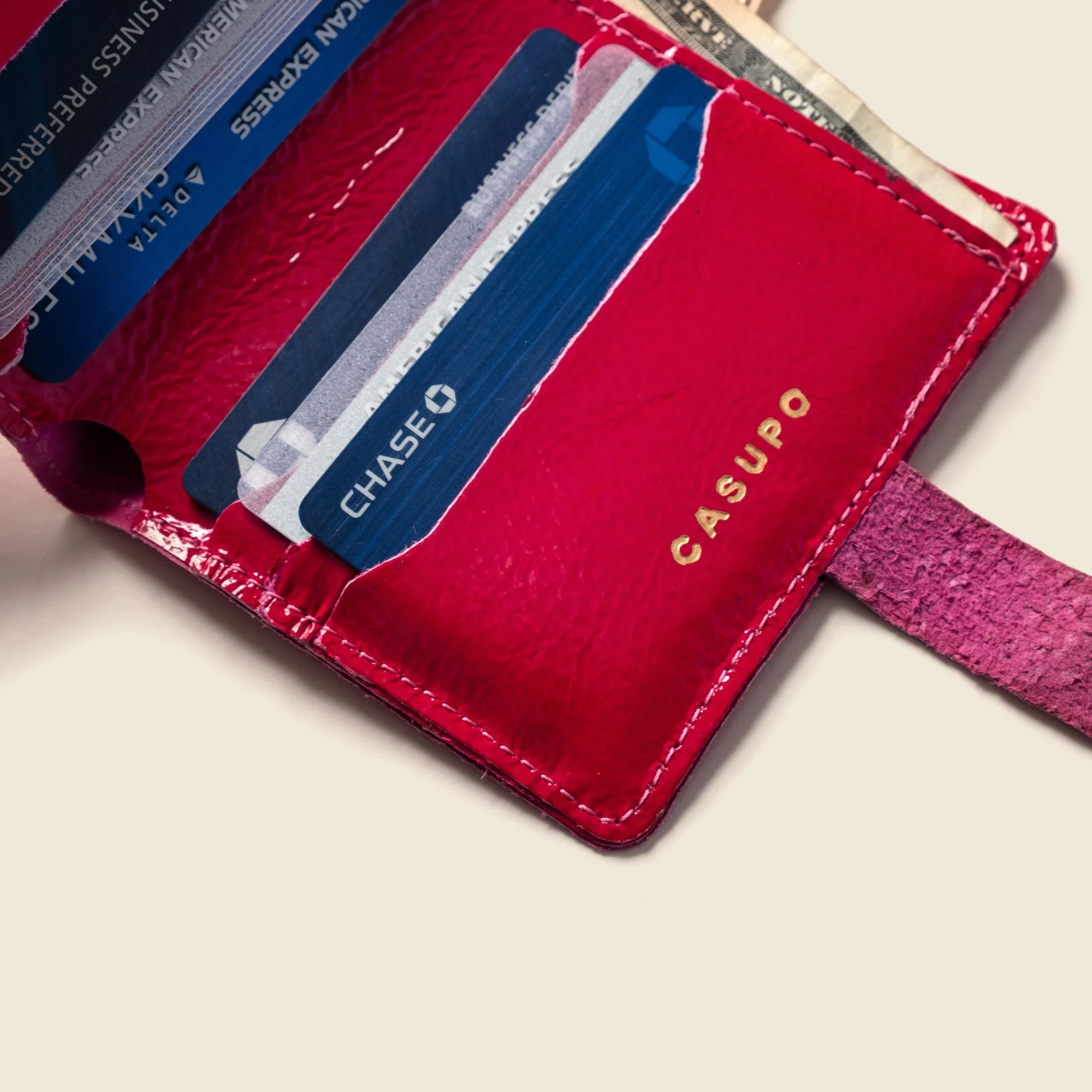 Wallet with Snap and Key Ring - Hot Pink - Image 2