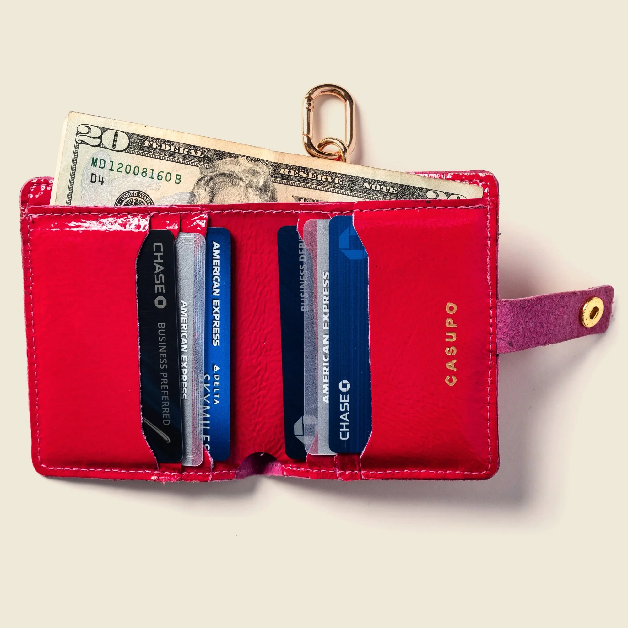 Wallet with Snap and Key Ring - Hot Pink - Image 3