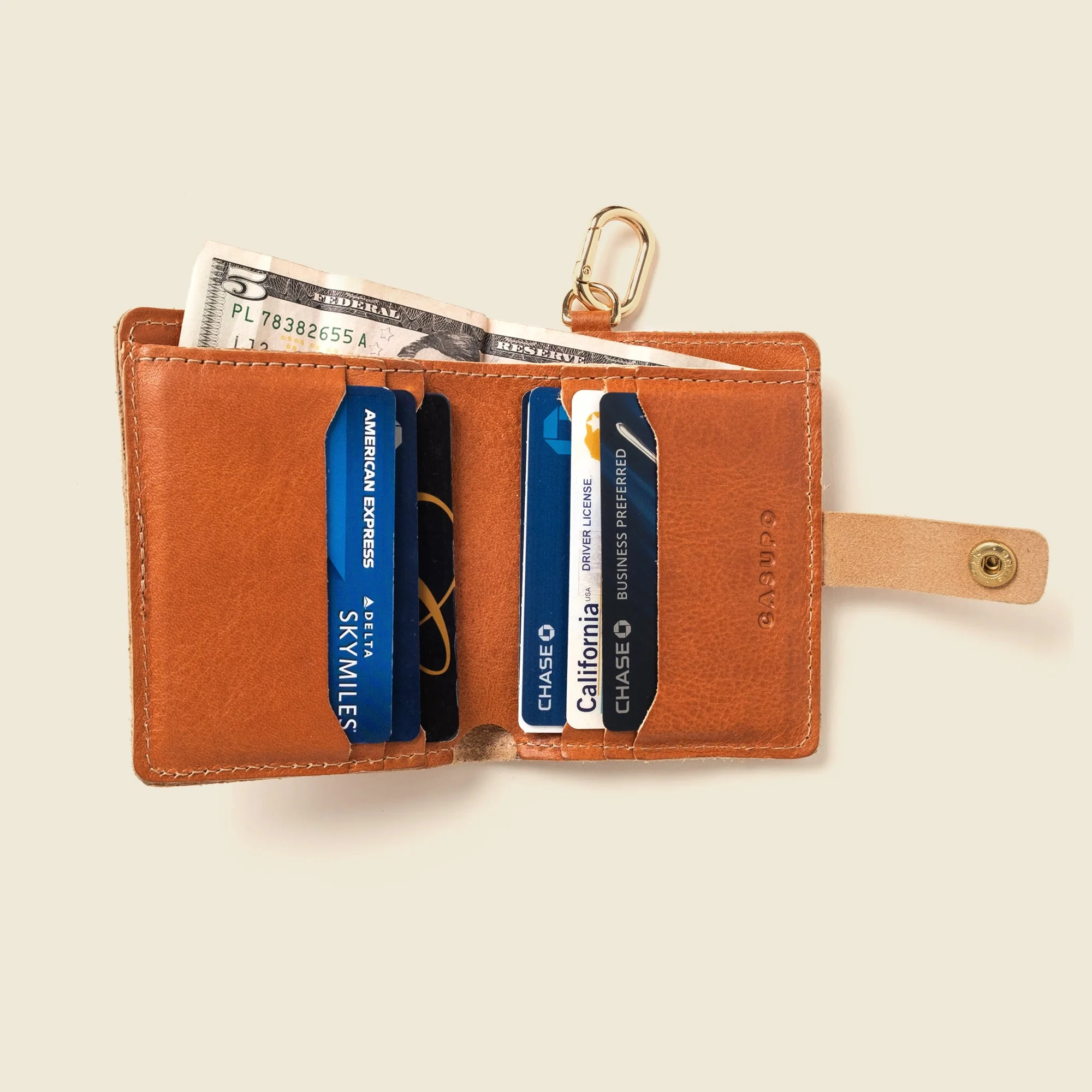 Wallet with Snap and Key Ring - Natural - Image 3