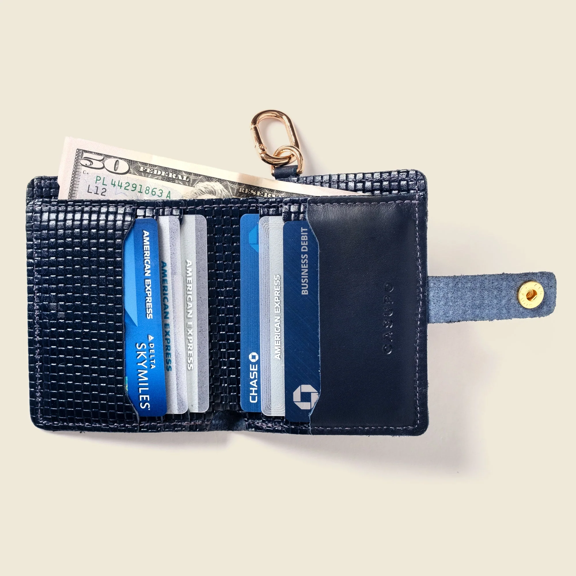 Wallet with Snap and Key Ring - Navy Limited Edition - Image 3