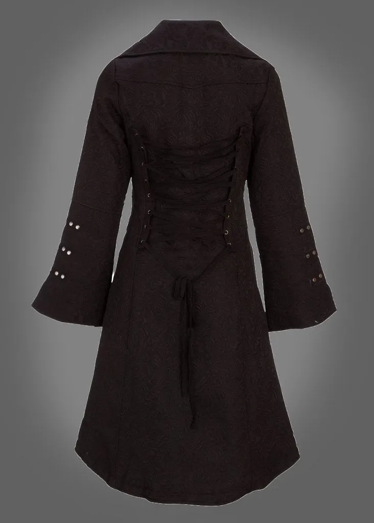 Wednesday Black Victorian Coat with Lacing - Image 4