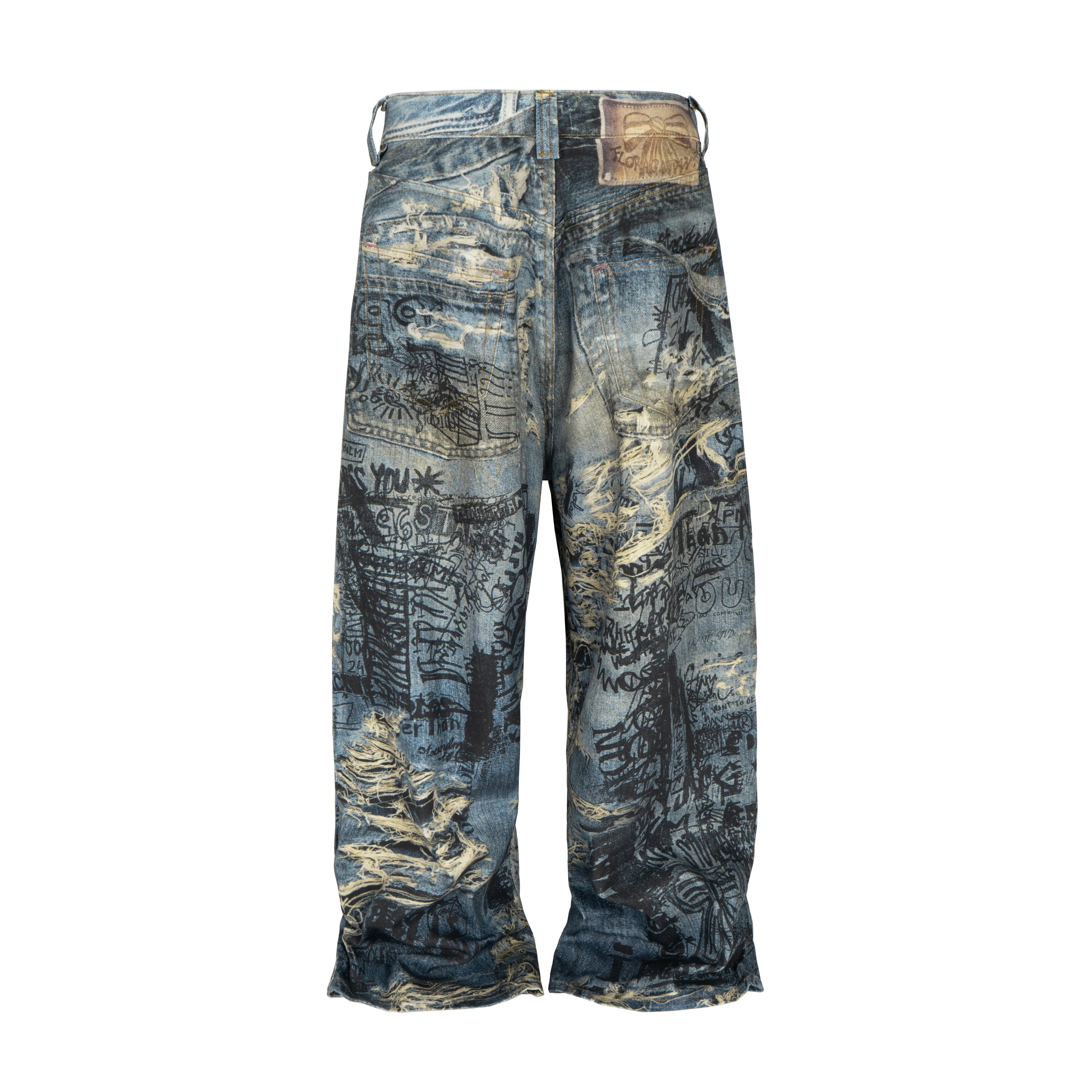 WIDEBOY DISTRESSED GRAFFITI DENIM - Image 2