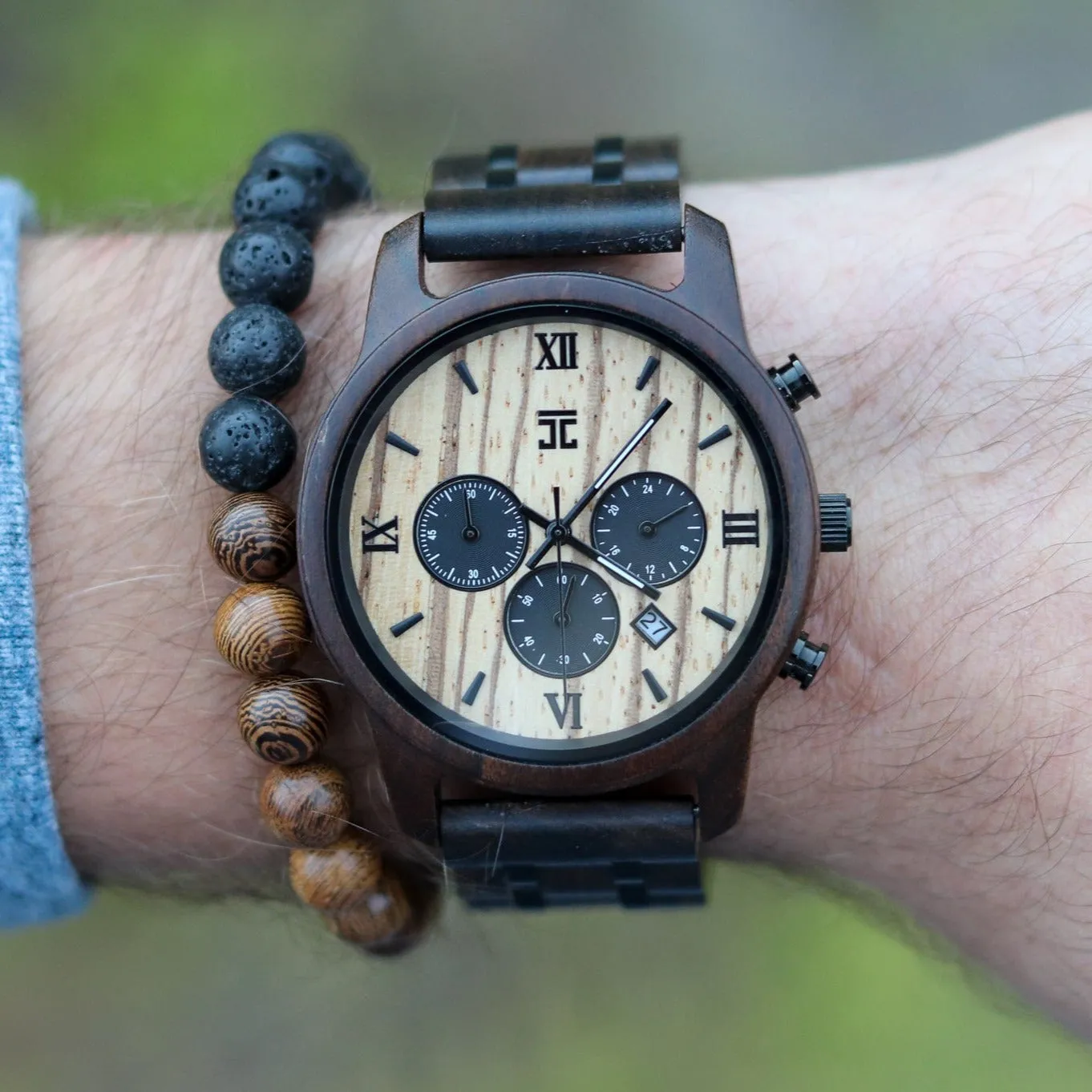 Wild Men's Watch | Black Sandalwood & Zebrawood Chronograph - Image 2