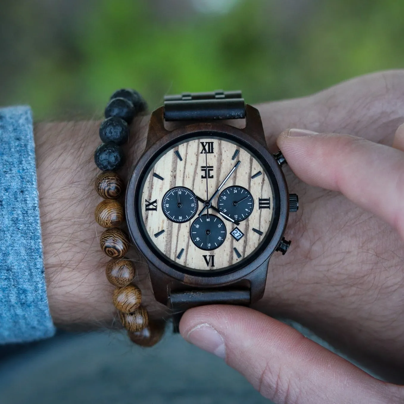 Wild Men's Watch | Black Sandalwood & Zebrawood Chronograph - Image 4