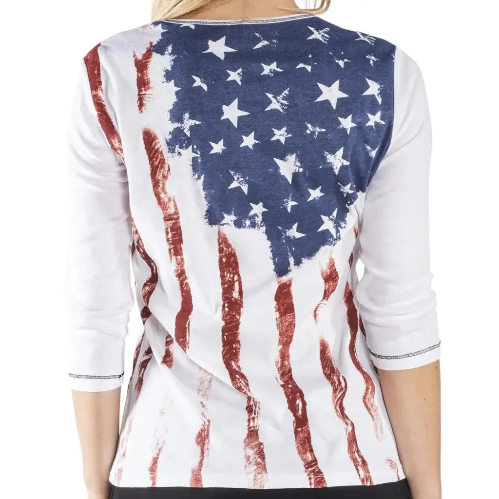 Women's Old Glory 3/4 Sleeve Top - Image 2