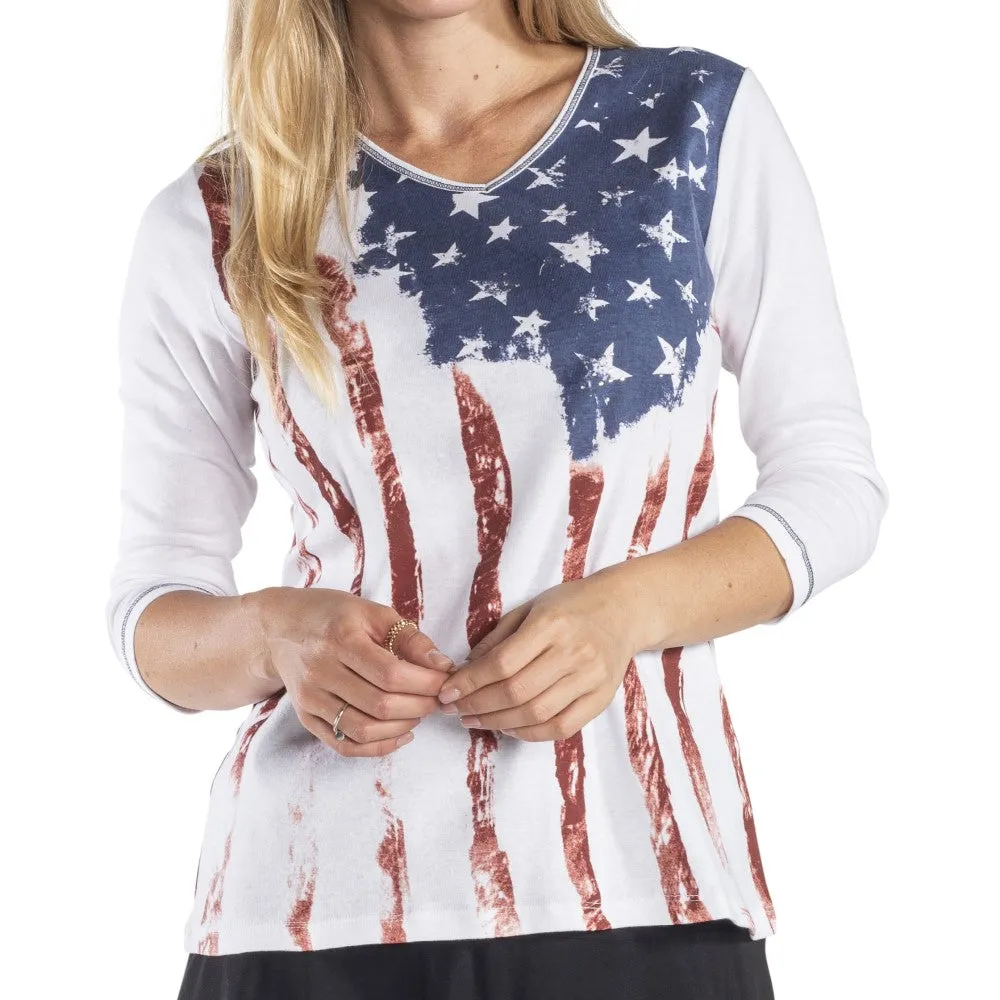 Women's Old Glory 3/4 Sleeve Top - Image 3
