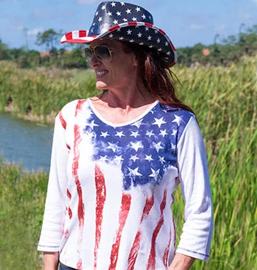 Women's Old Glory 3/4 Sleeve Top - Image 4