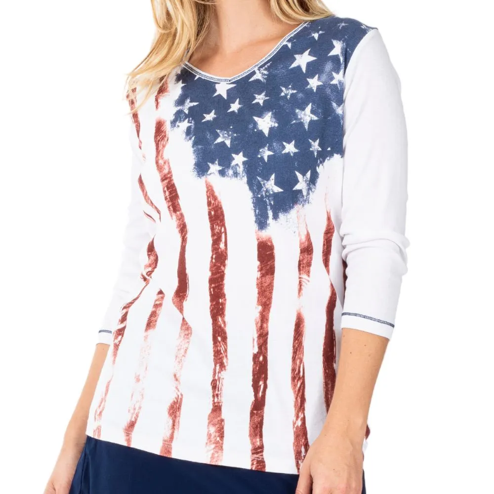 Women's Old Glory 3/4 Sleeve Top - Image 5