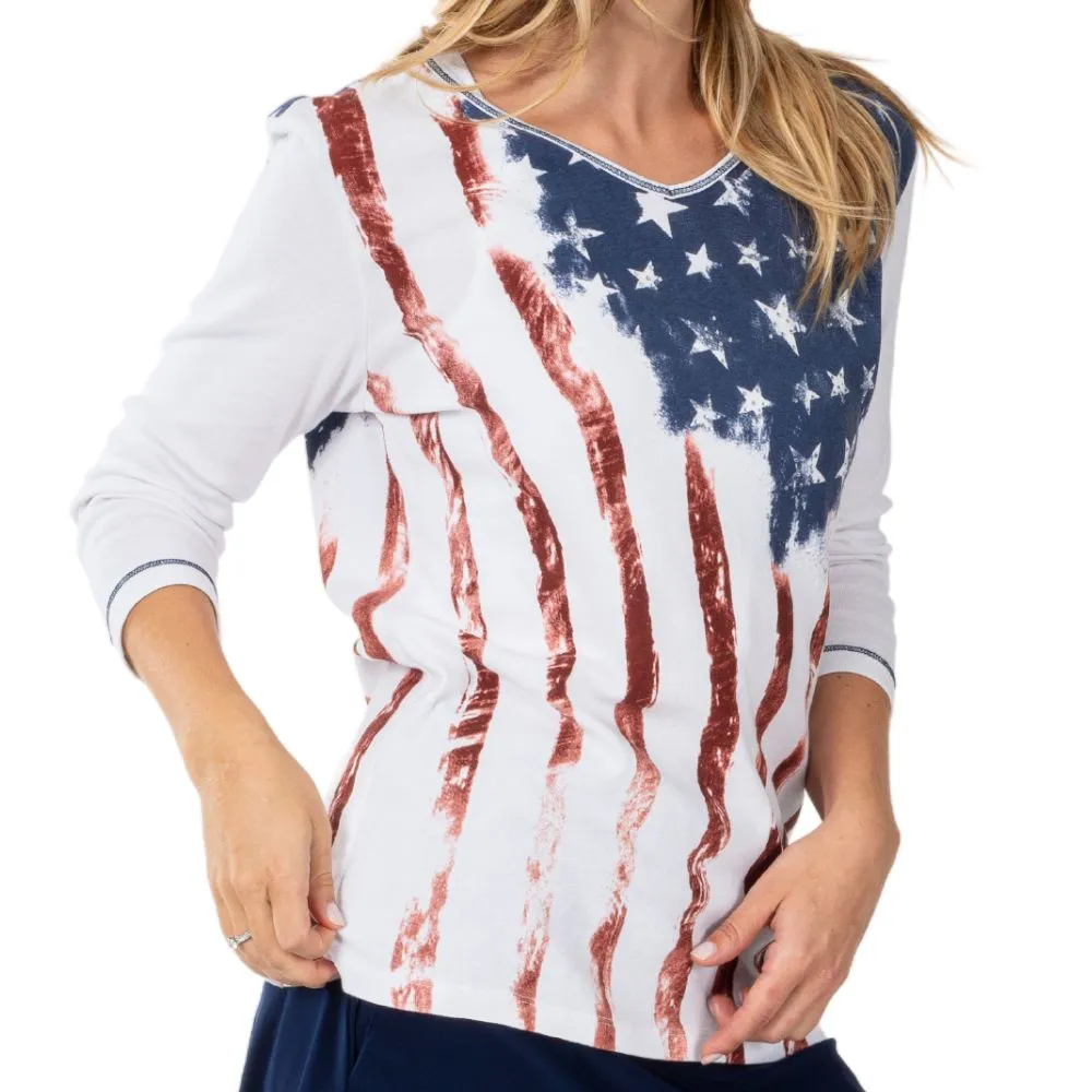 Women's Old Glory 3/4 Sleeve Top - Image 6