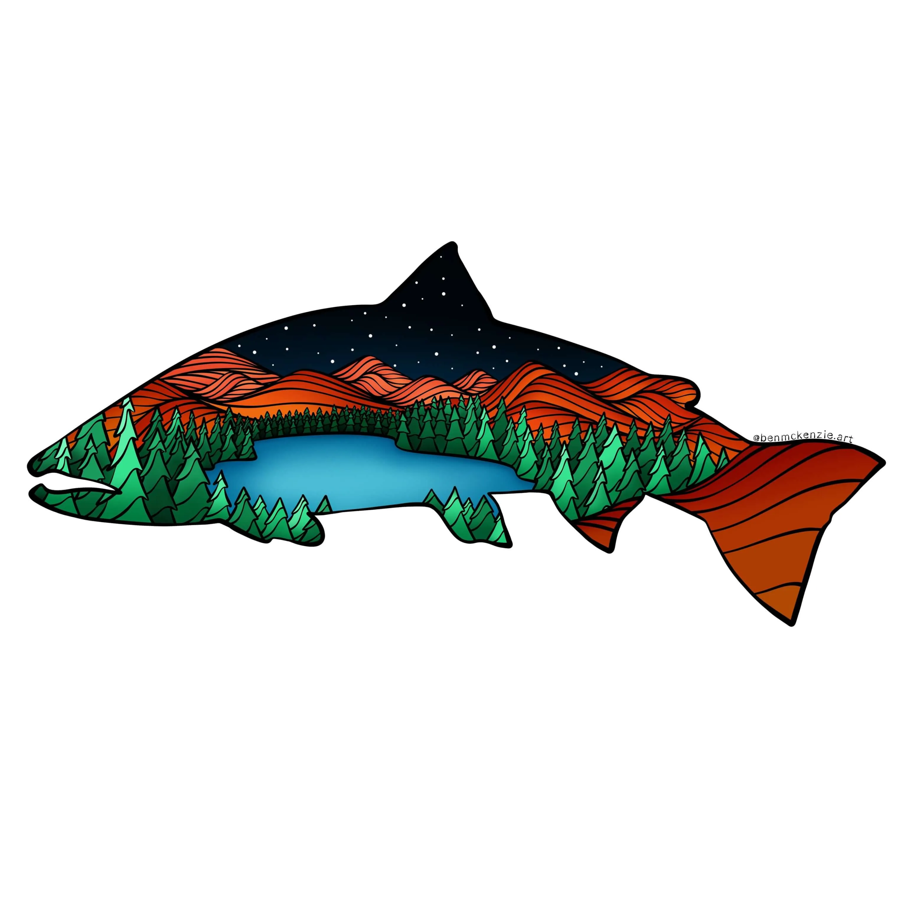 Wood Journal / Planner / Notebook (Salmon Night Landscape) - Image 2
