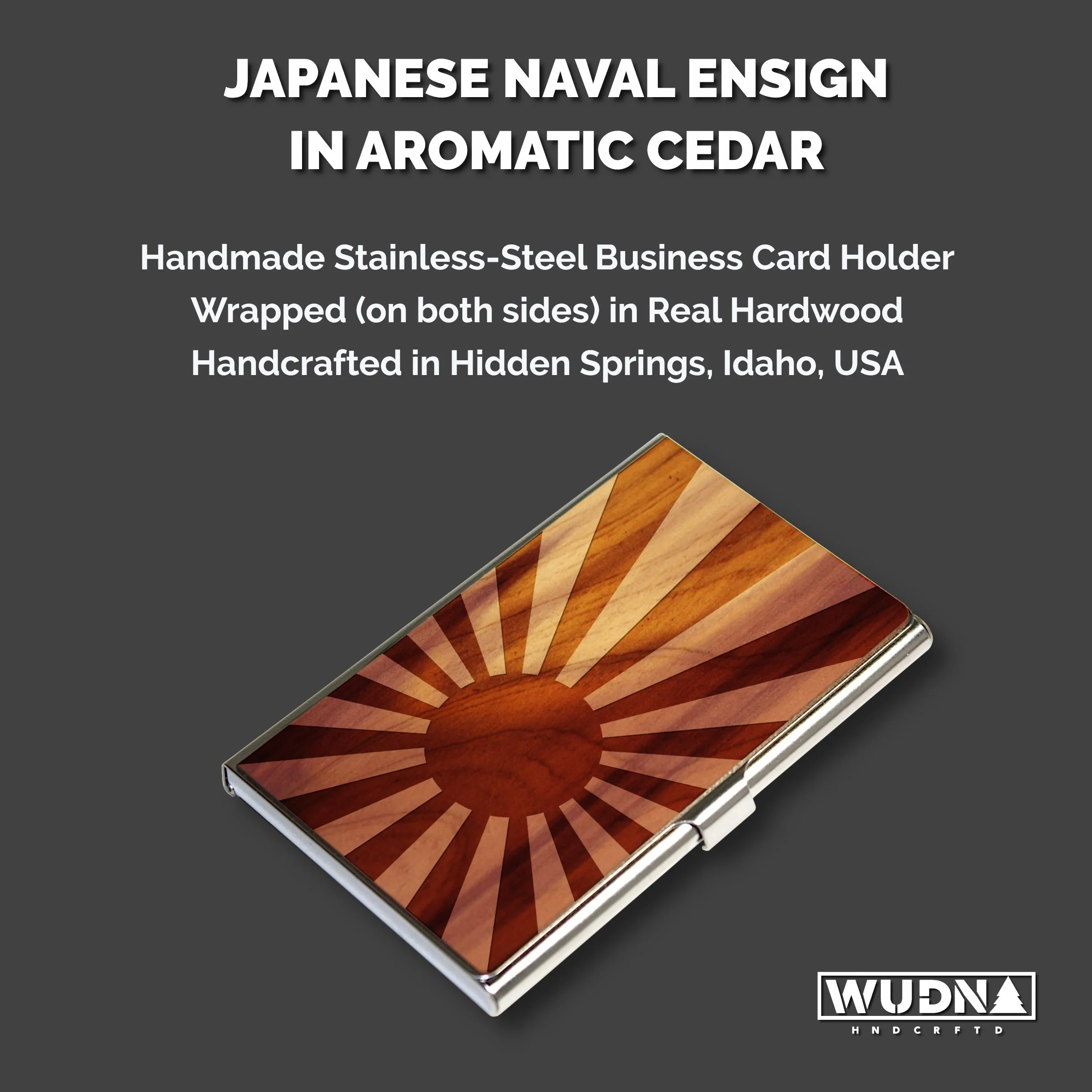 Wooden Business Card Holder Japanese Naval Ensign Flag in Aromatic Cedar - Image 3