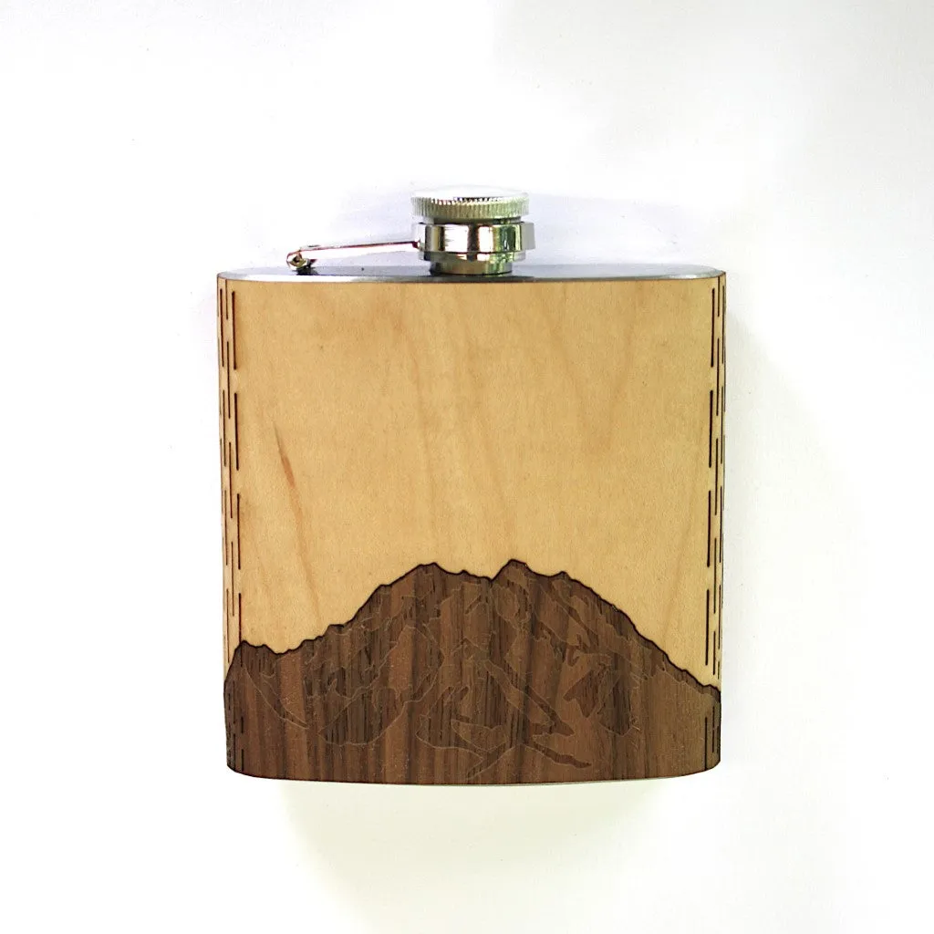 Wooden Hip Flask - Alaska Range (Denali) - Image 3