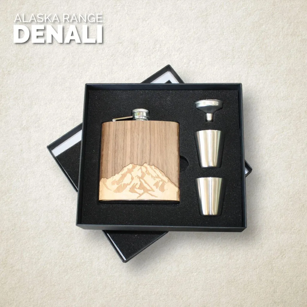 Wooden Hip Flask - Alaska Range (Denali) - Image 4