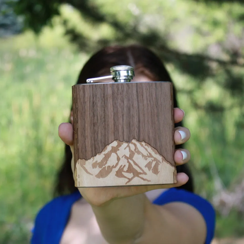 Wooden Hip Flask - Alaska Range (Denali) - Image 5