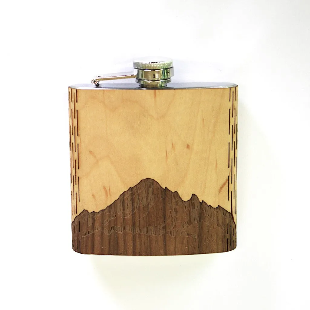 Wooden Hip Flask - Cascade Range (Mt. Baker) - Image 2