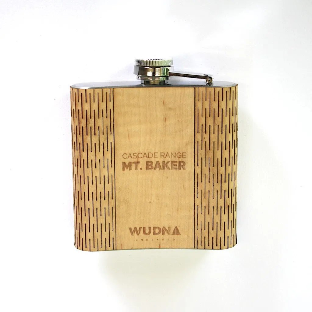 Wooden Hip Flask - Cascade Range (Mt. Baker) - Image 3