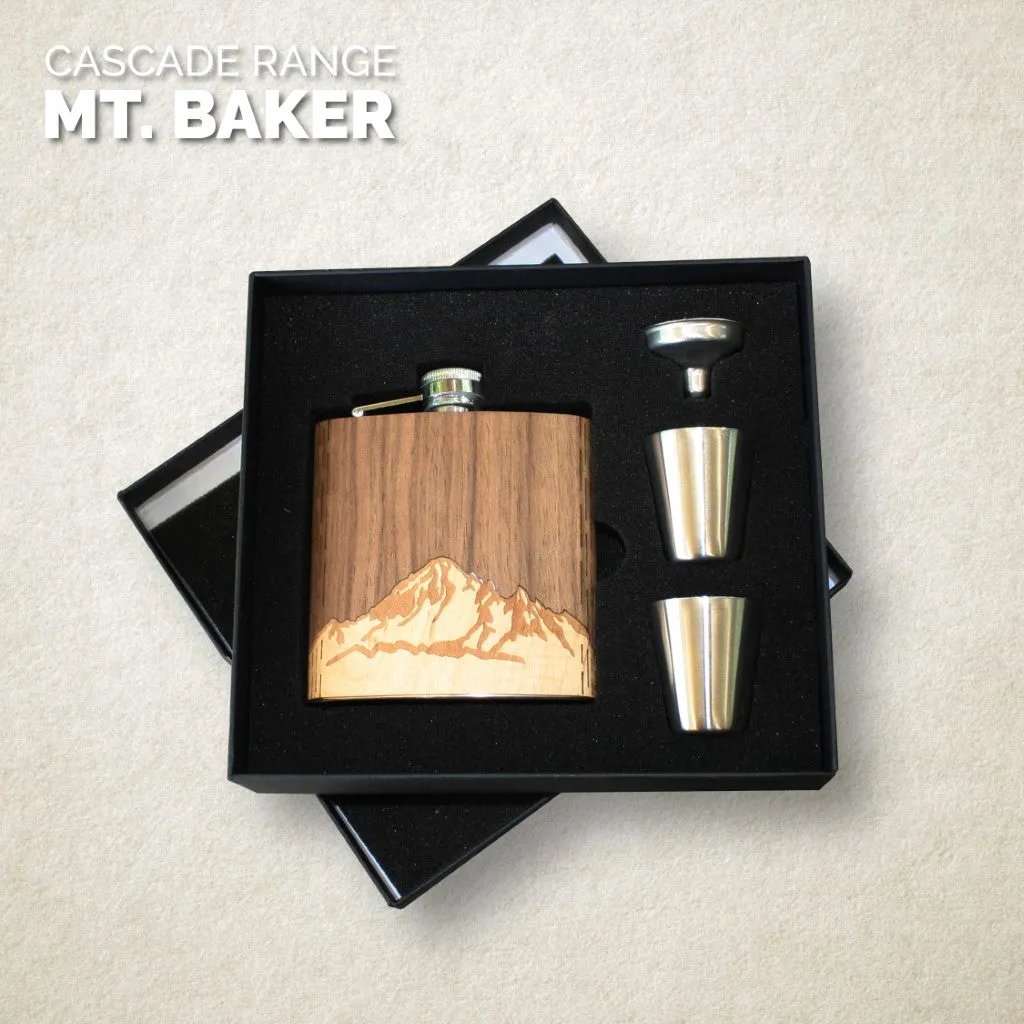Wooden Hip Flask - Cascade Range (Mt. Baker) - Image 4