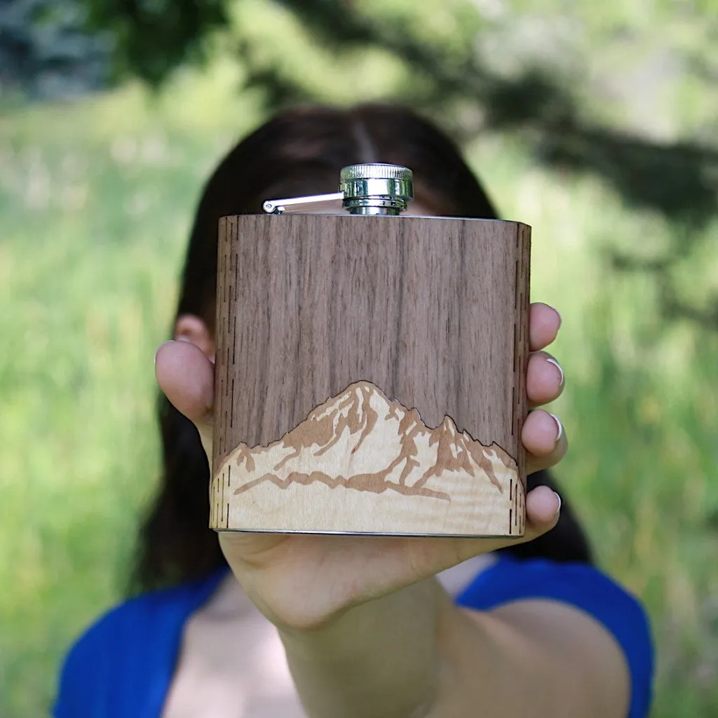 Wooden Hip Flask - Cascade Range (Mt. Baker) - Image 5