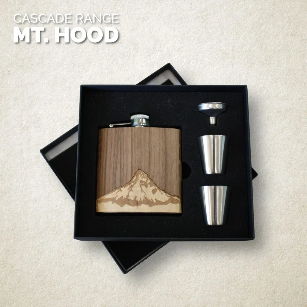 Wooden Hip Flask - Cascade Range (Mt. Hood) - Image 3
