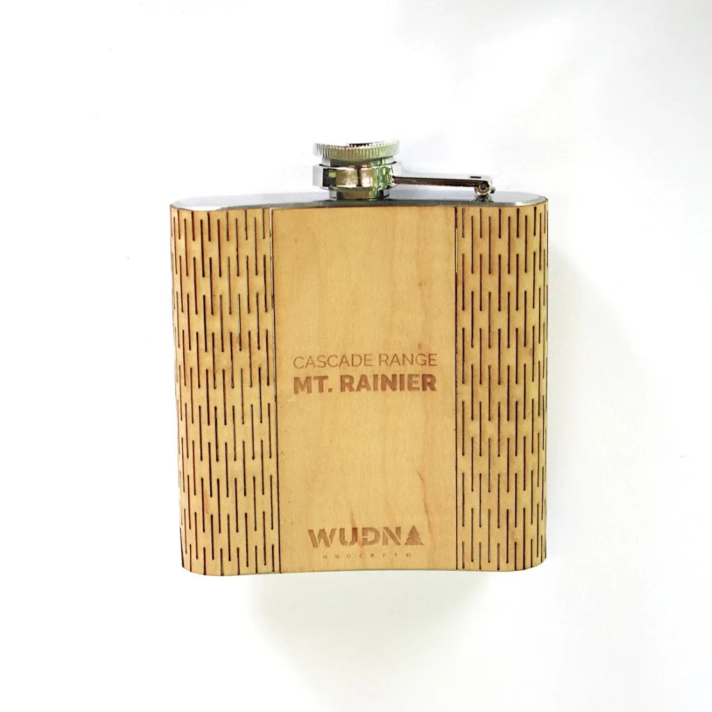 Wooden Hip Flask - Cascade Range (Mt. Rainier) - Image 5