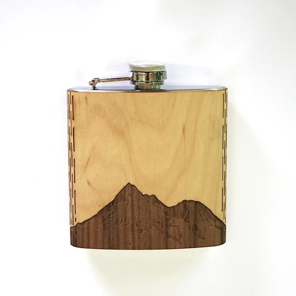 Wooden Hip Flask - Cascade Range (Mt. Shasta) - Image 2