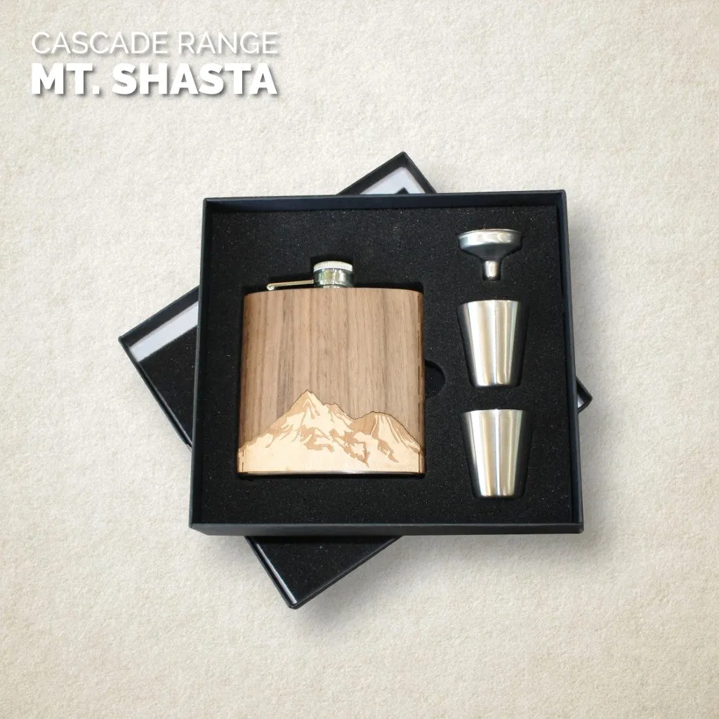 Wooden Hip Flask - Cascade Range (Mt. Shasta) - Image 3
