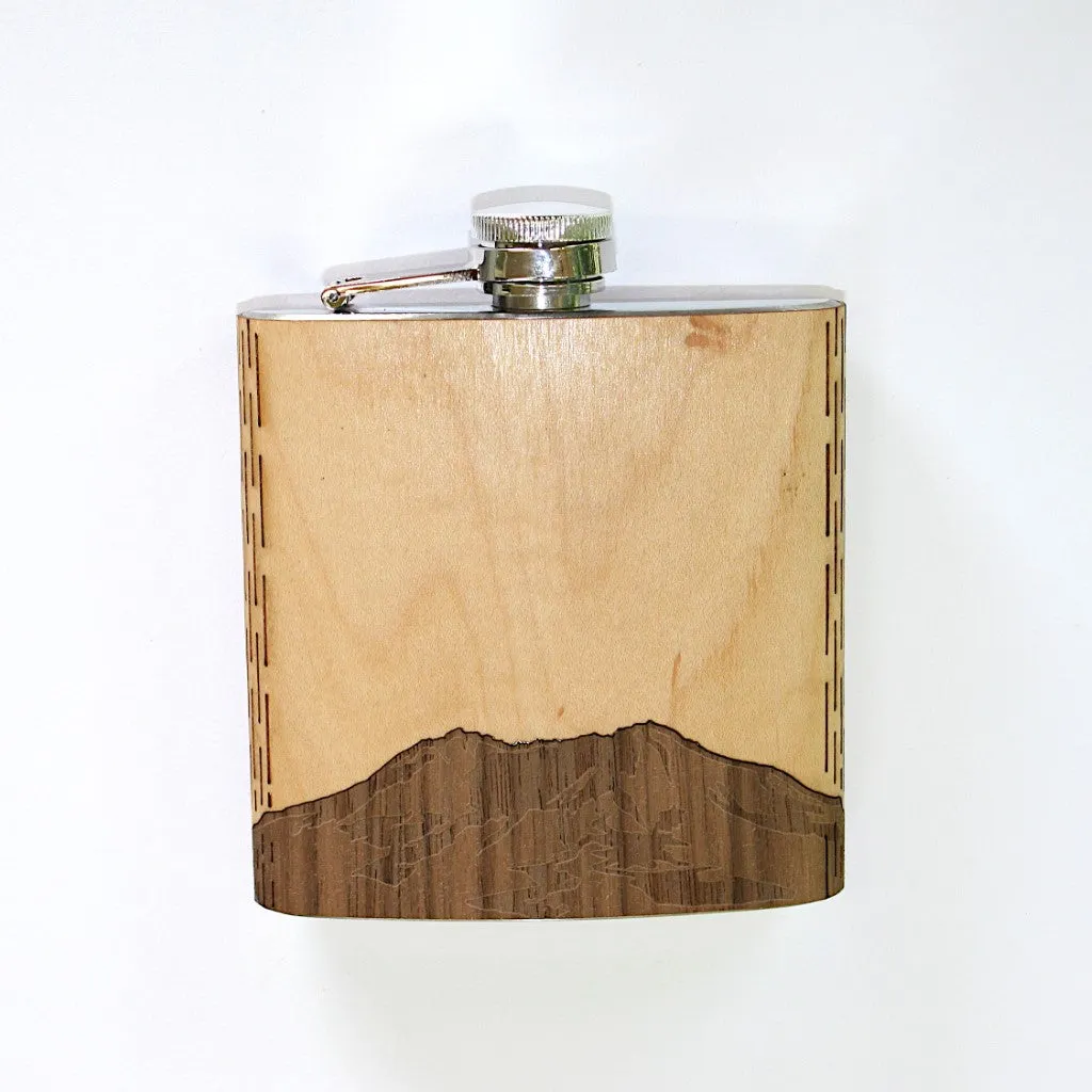 Wooden Hip Flask - Cascade Range (Mt. St. Helens) - Image 2