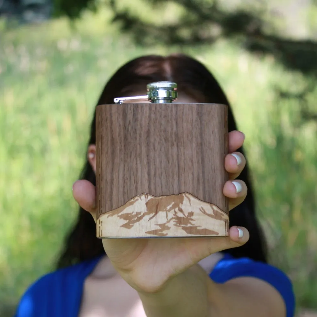 Wooden Hip Flask - Cascade Range (Mt. St. Helens) - Image 4